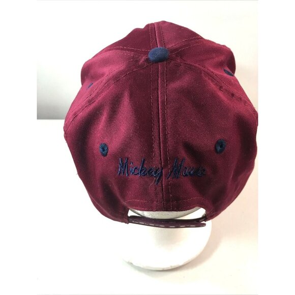 Disney  Vintage Mickey Mouse Embroidered Logo Snapback Hat Burgundy Disney Hat - Picture 6 of 12